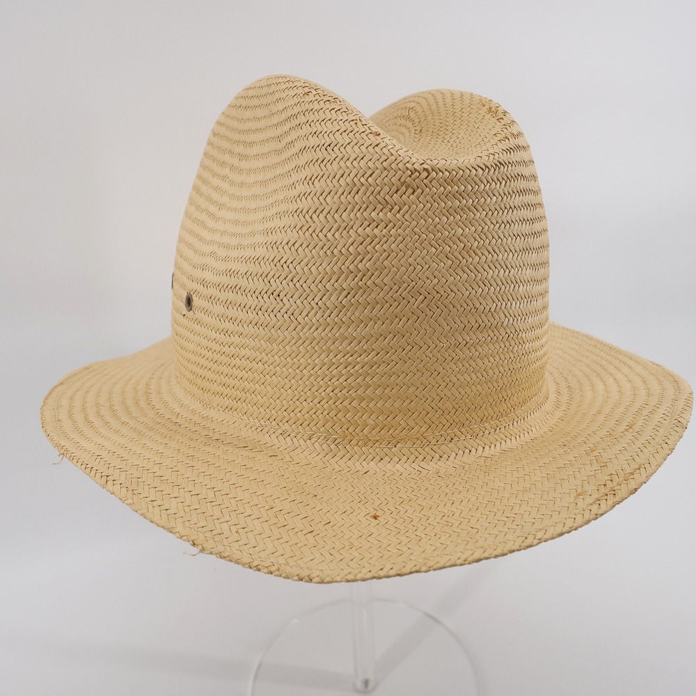 BBB Woven Straw Fedora Hat Tan Mens OSFM